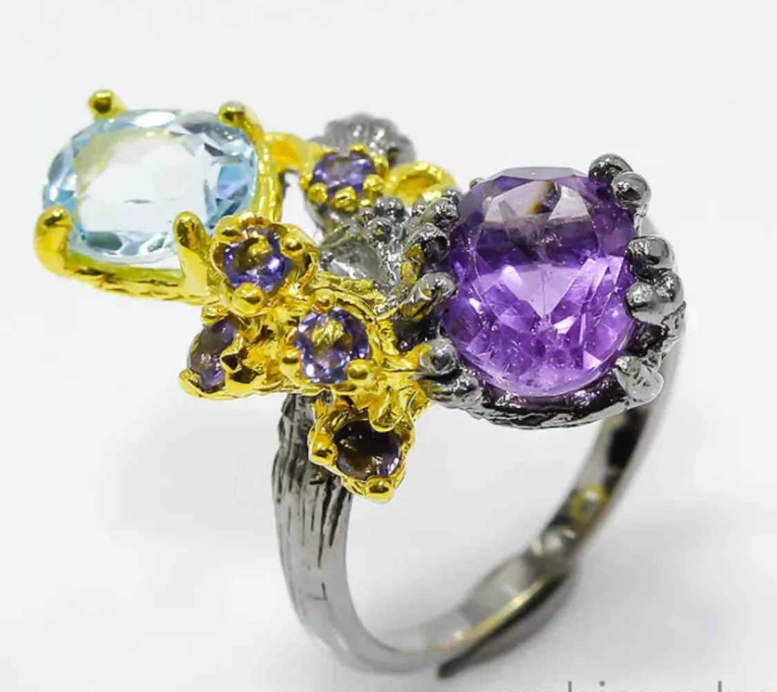 4009-R-GA-Tag. Topaz and Aquamarines  