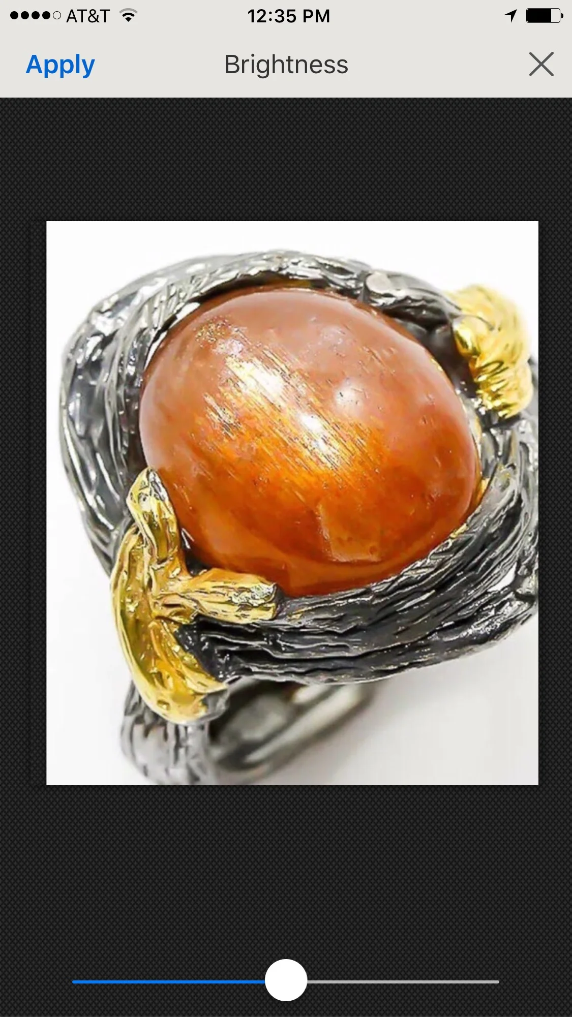 09876-R-GA- Sunstone Cabochon set in Sterling and gold