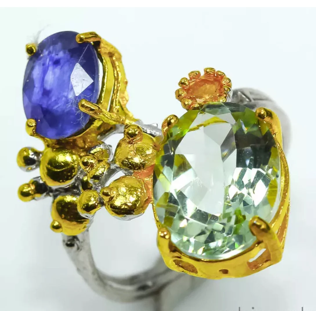 087765-R—GA- Golden Bobbles set with Amethyst & Topaz