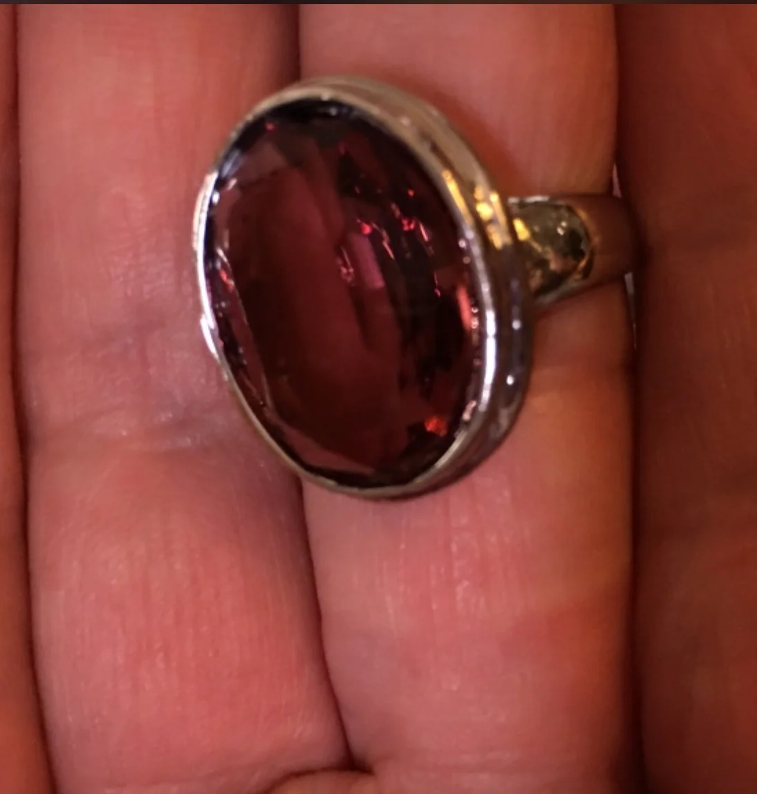 43668-GA-R-Pale Garnet in simple sterling setting