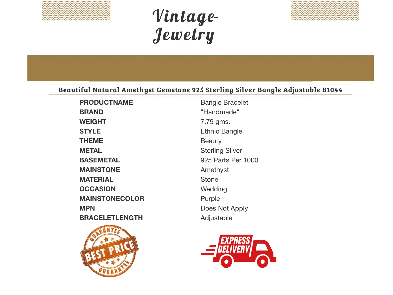 888-B-PH-Two Amethyst Stering Bracelet