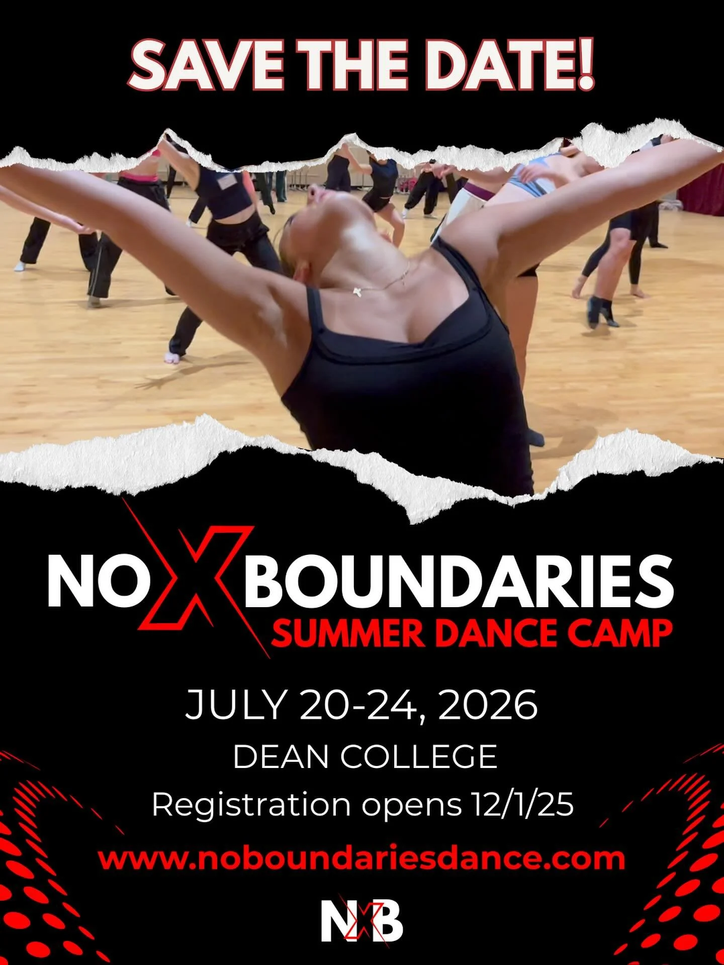 🔥 Mark it NOW 🔥
No Boundaries 2026 💥
📍 Dean College, Franklin MA
📅 July 20&ndash;24 2026
Let&rsquo;s Do This. 💫
💻 Reg opens 12/1/25 &rarr; www.noboundariesdance.com
#NXB2026 #DanceIntensive #NoBoundariesDance #summerdancecamp #NO❌boundaries