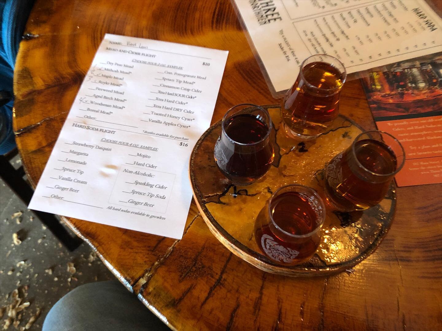 Trying a mead flight at Three Northmen. I forgot that mead is incredibly sweet.