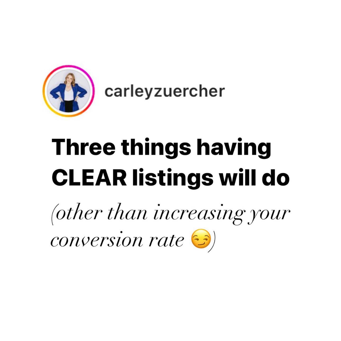 The first one is why I&rsquo;m pushing conversion over SEO rn 🤑 because you naturally do both!!
.
I have so much to say about conversation rates + clear listings, which we&rsquo;ll go over in my $27 class next week! But what questions can I answer f