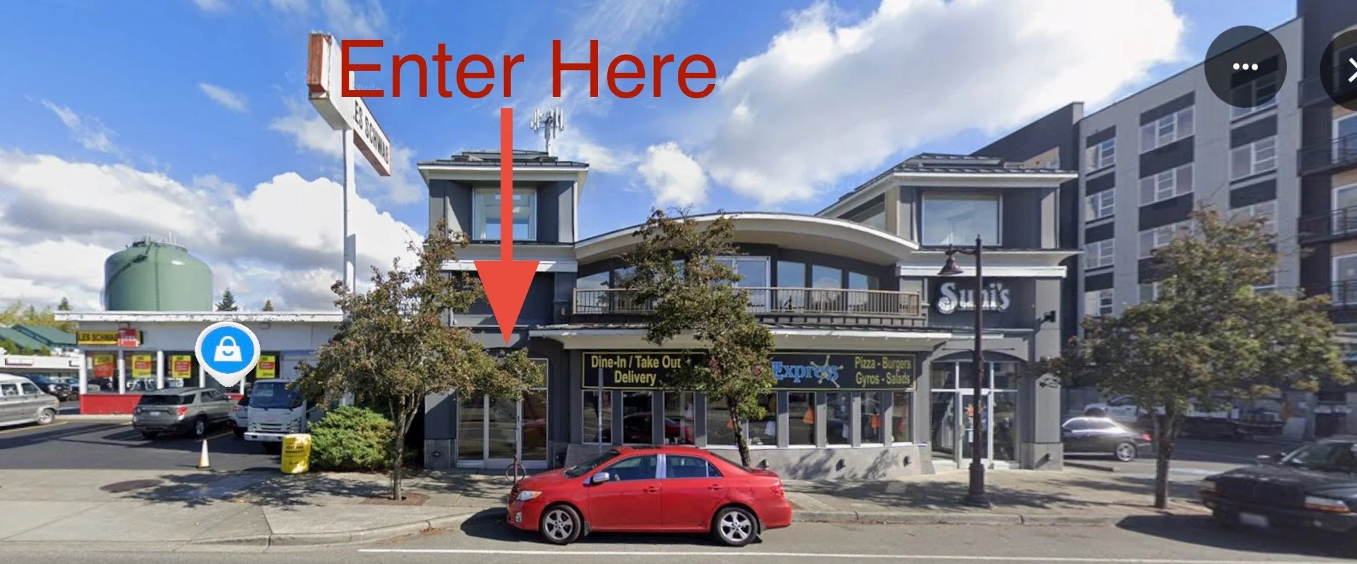 Google street view image of the front of the building for the Nest Studio by North City Studio in Shoreline, WA