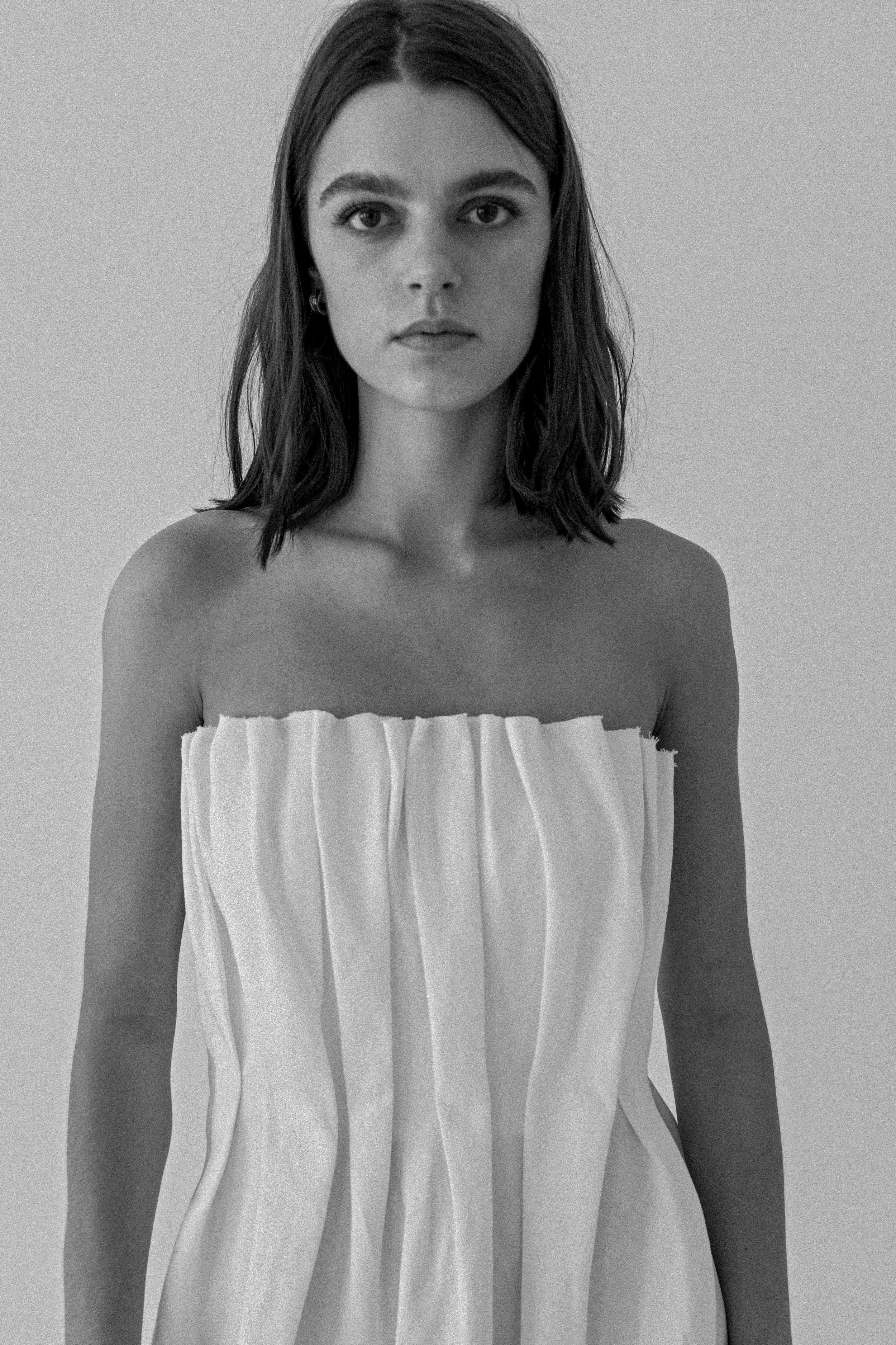 PLOMBIR LINEN CREAM PLEATED DRESS