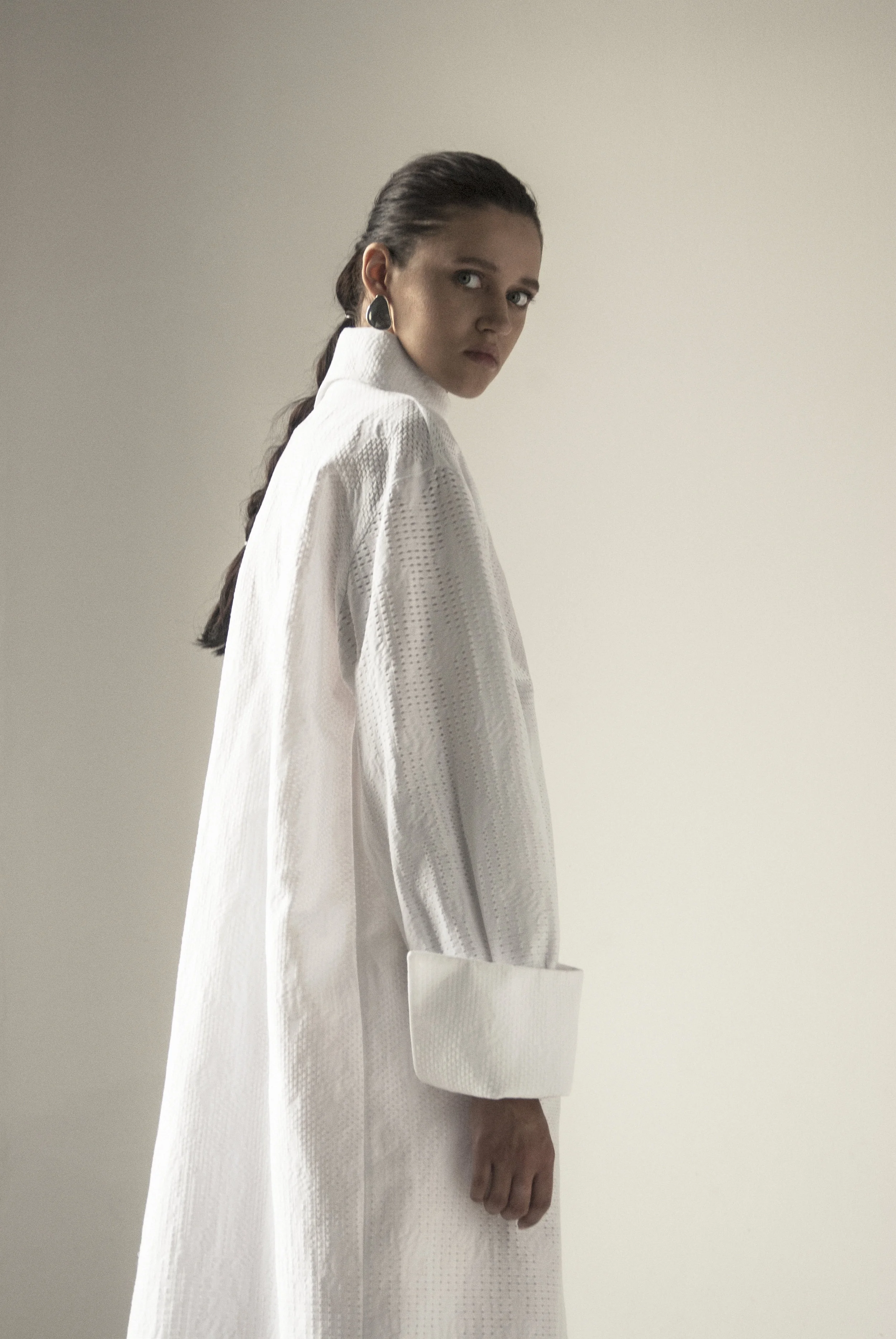 WHITE ARCHITECTURAL LONG DRESS