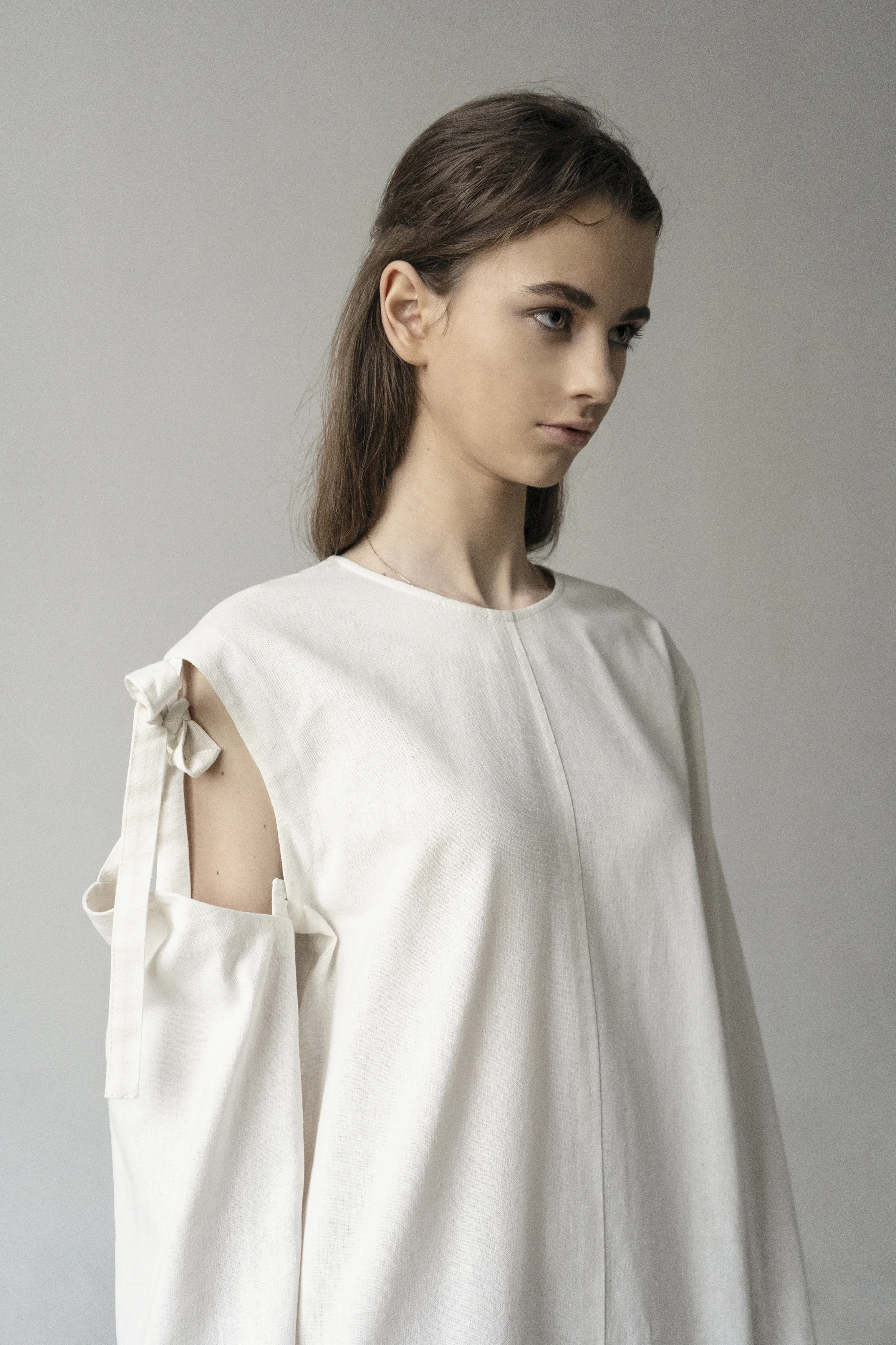 linen button up dress Fitted Button Down Linen Shirt Dress S / DENIM