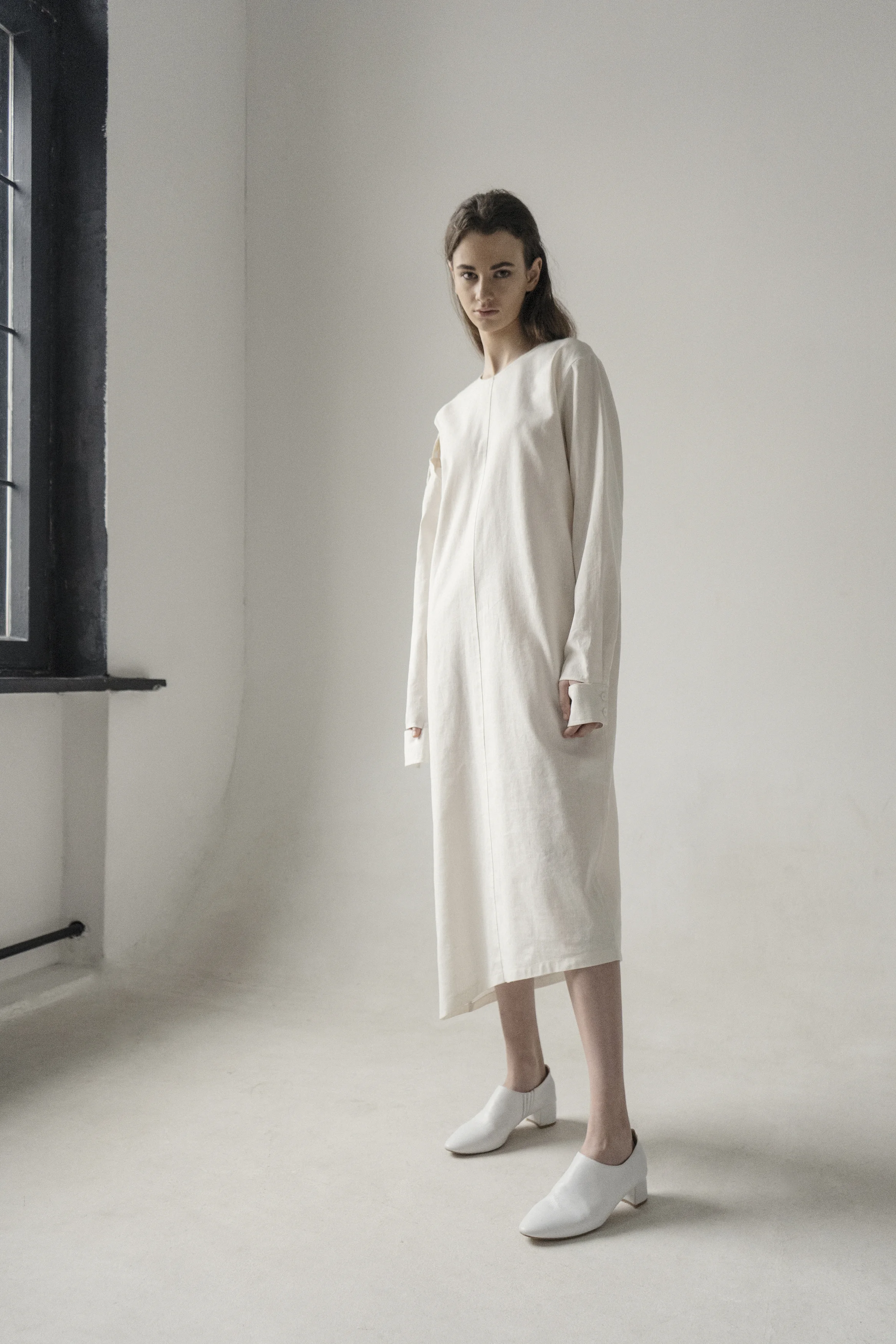 knee length dresses for ladies The Linen A-Line Midi Dress main image 1