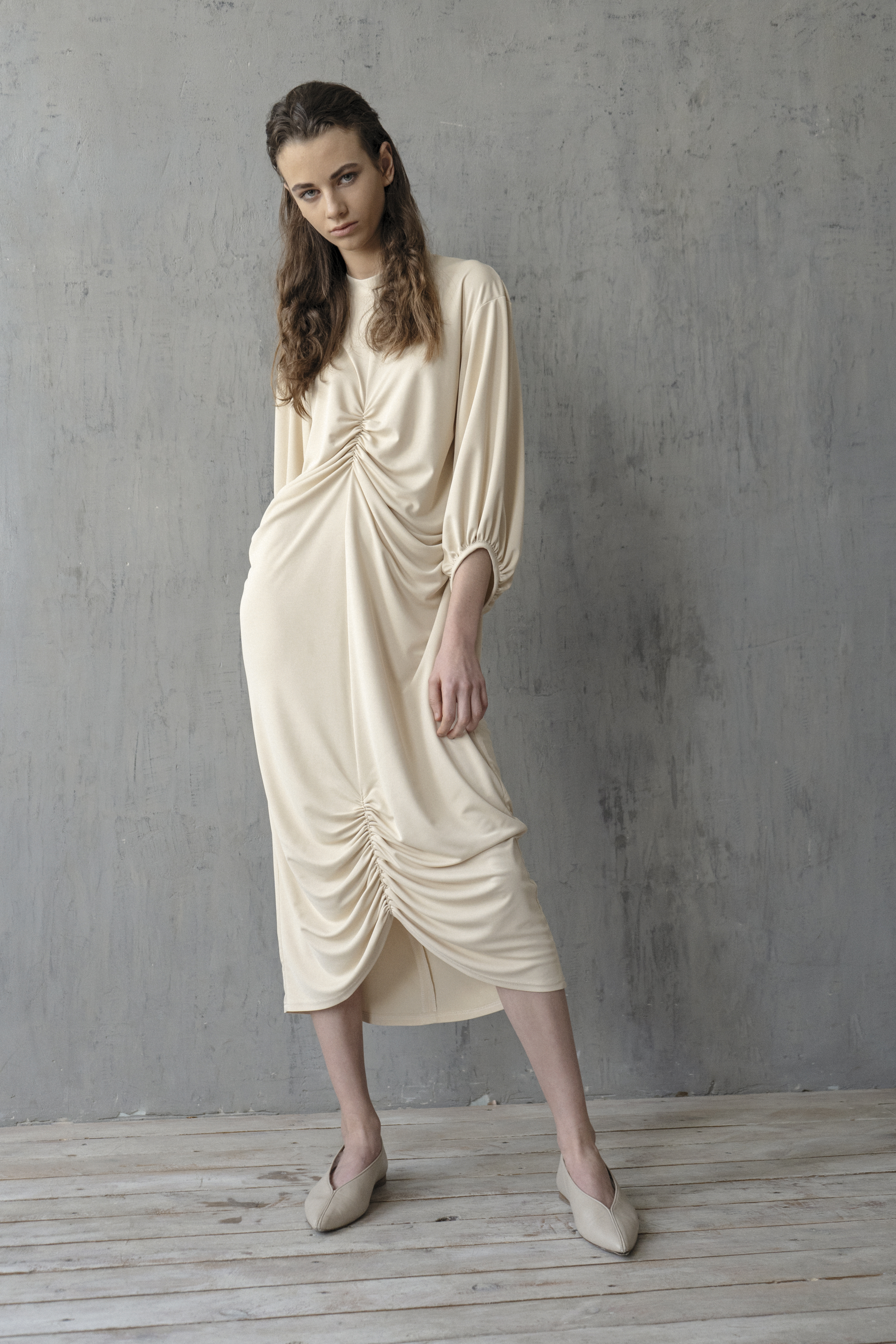 white christmas dresses Stolen Stores Corset Draped Dress in Beige