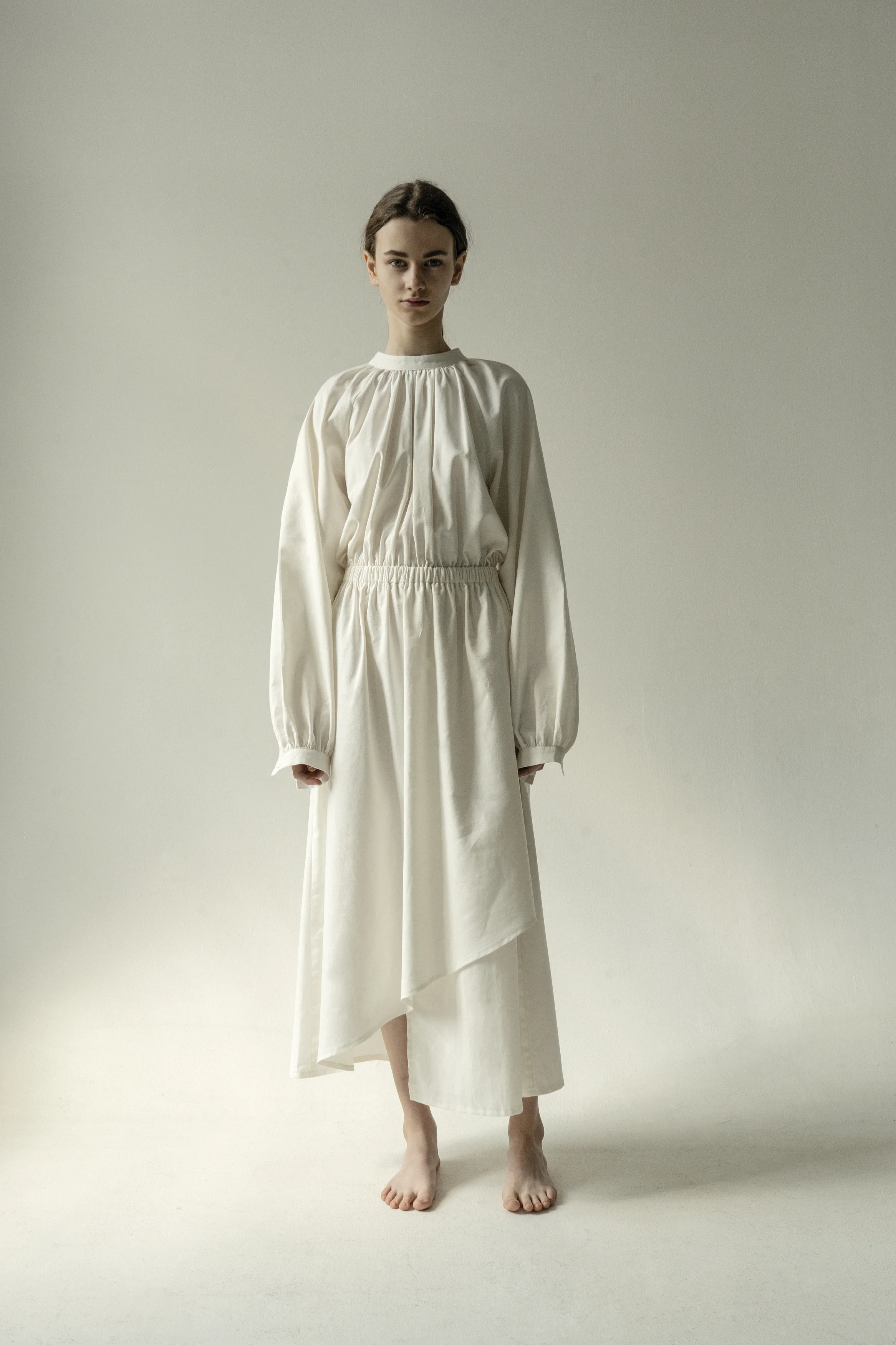 CREAM PEASANT OPEN BACK DRESS  K M by L A N G E