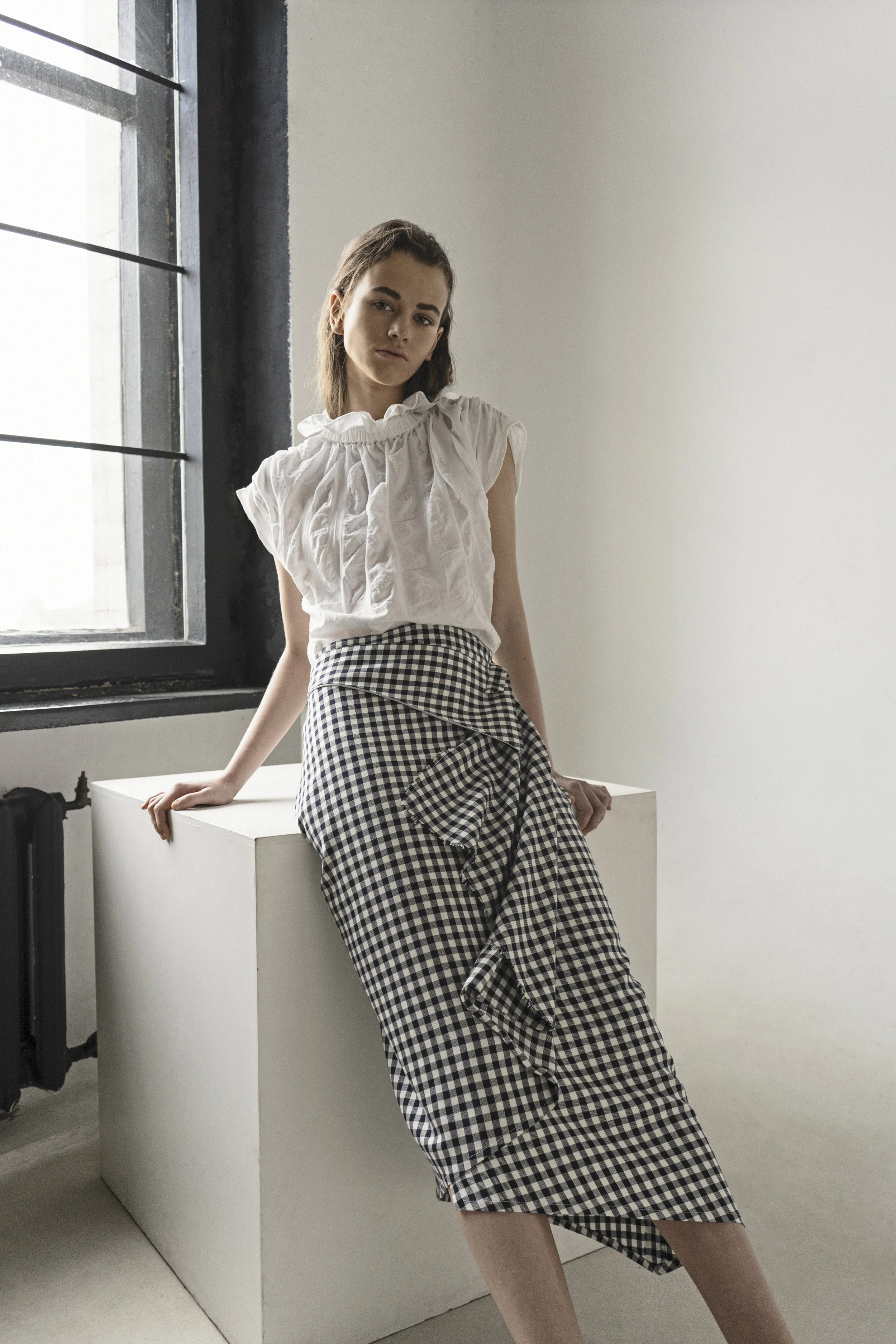 VICHY DECONSRUCTED ASYMMETRIC SKIRT