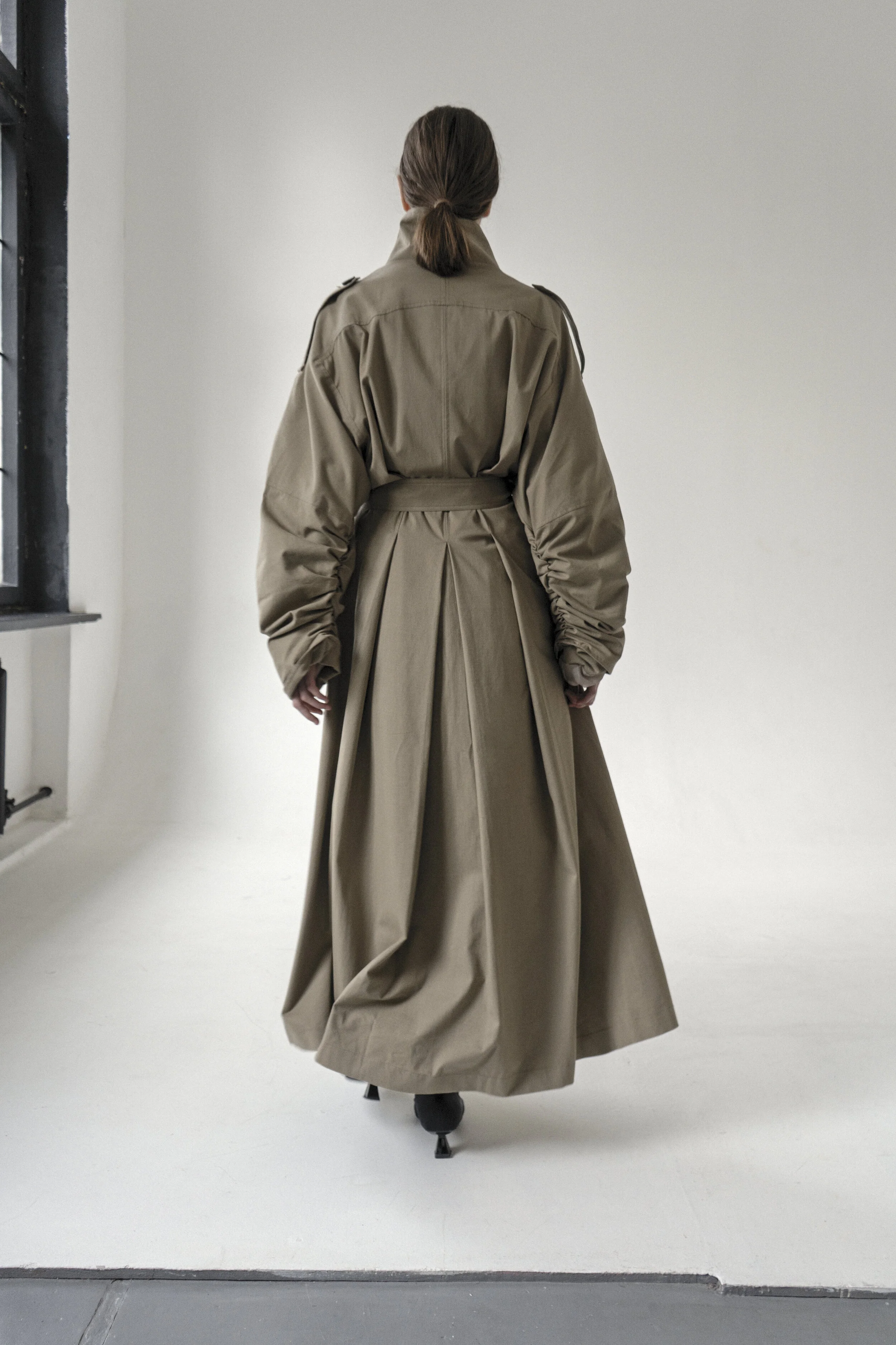 OLIVE POINTED COLLAR LUNA TRENCH
