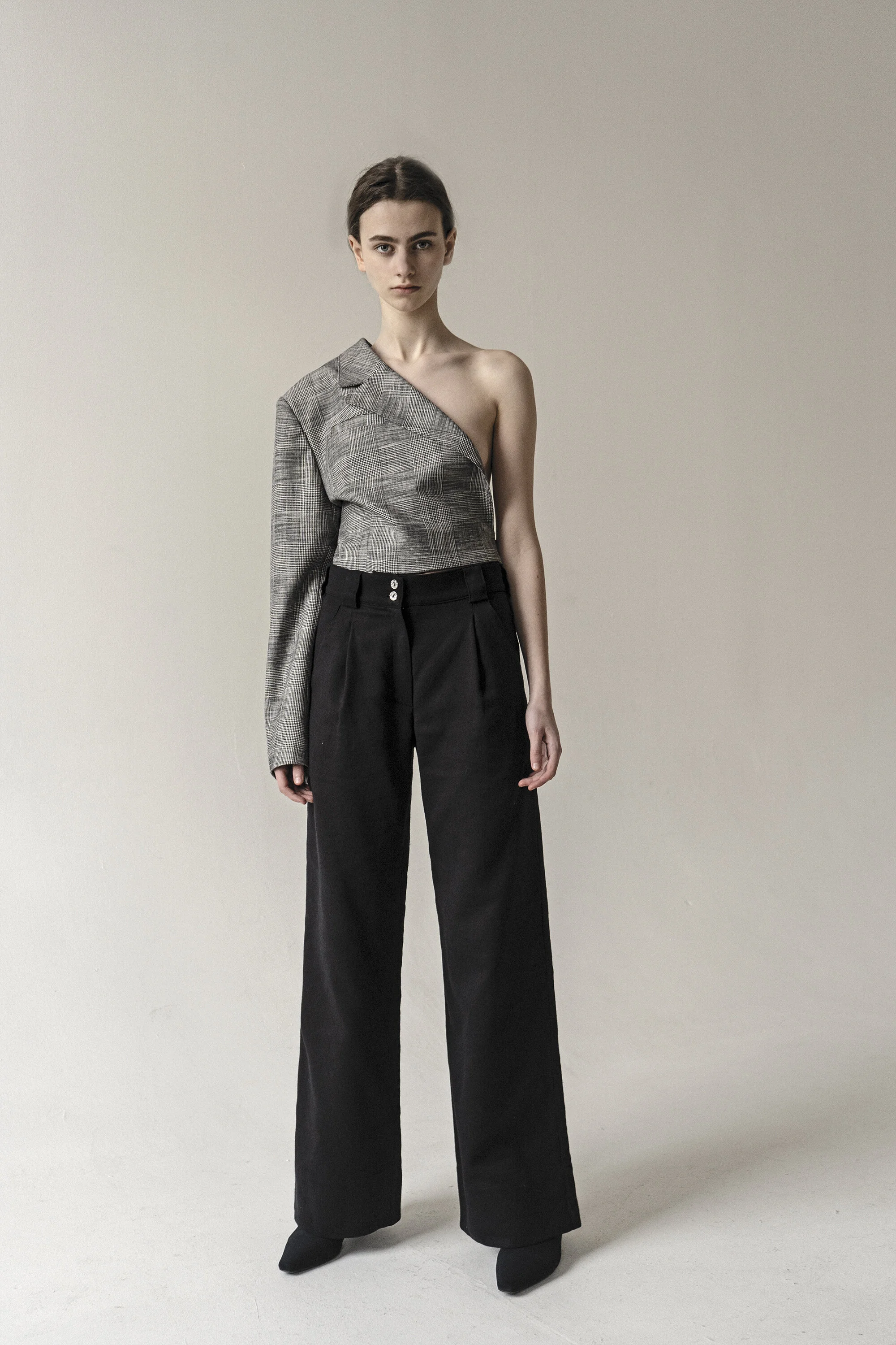 one shoulder dress jacket DECONSTRUCTED ASYMMETRIC ONE SHOULDER JACKET — K M by L A N G E