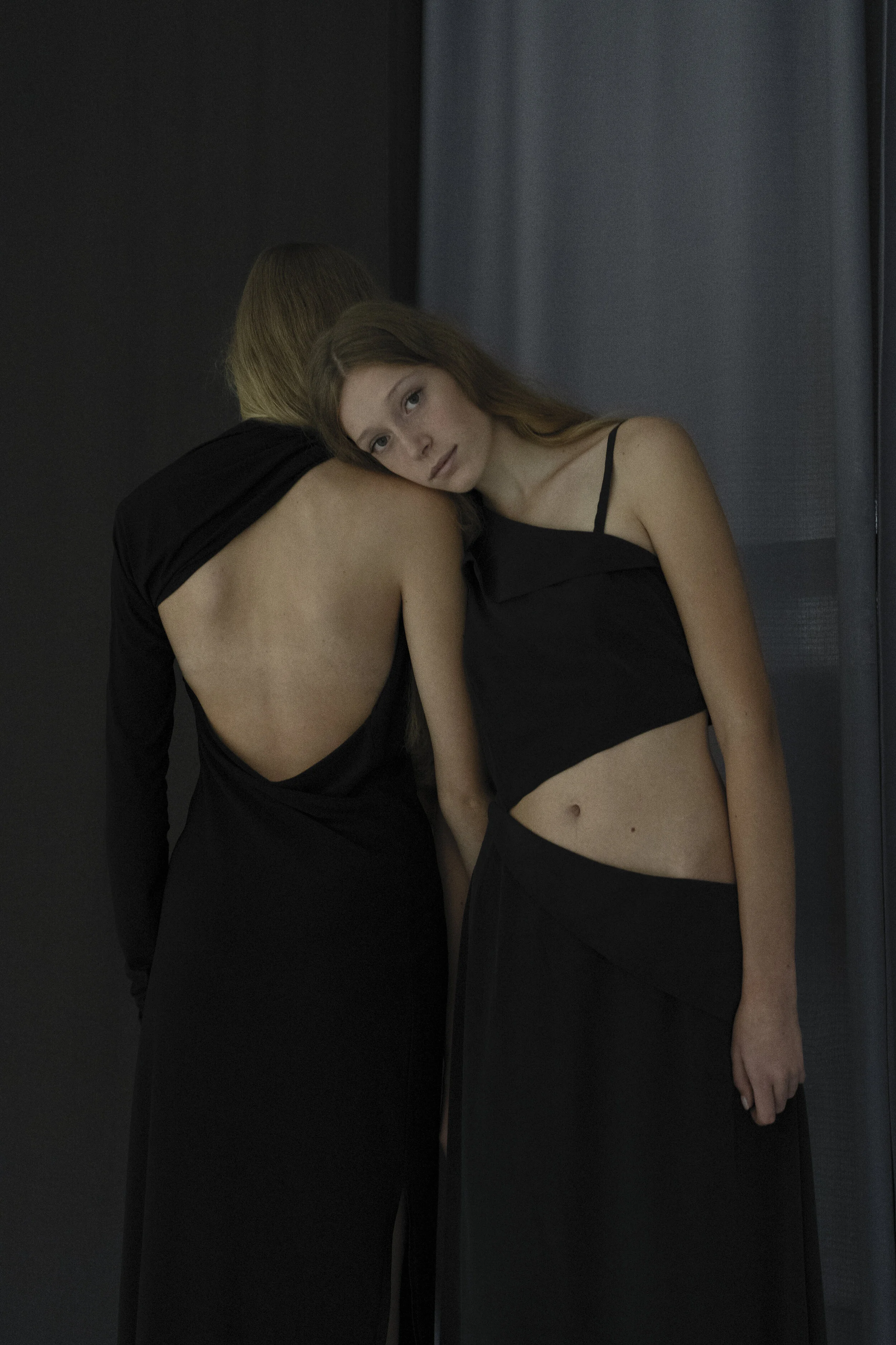 BLACK PURE SILK KATIUSHA LONG DRESS