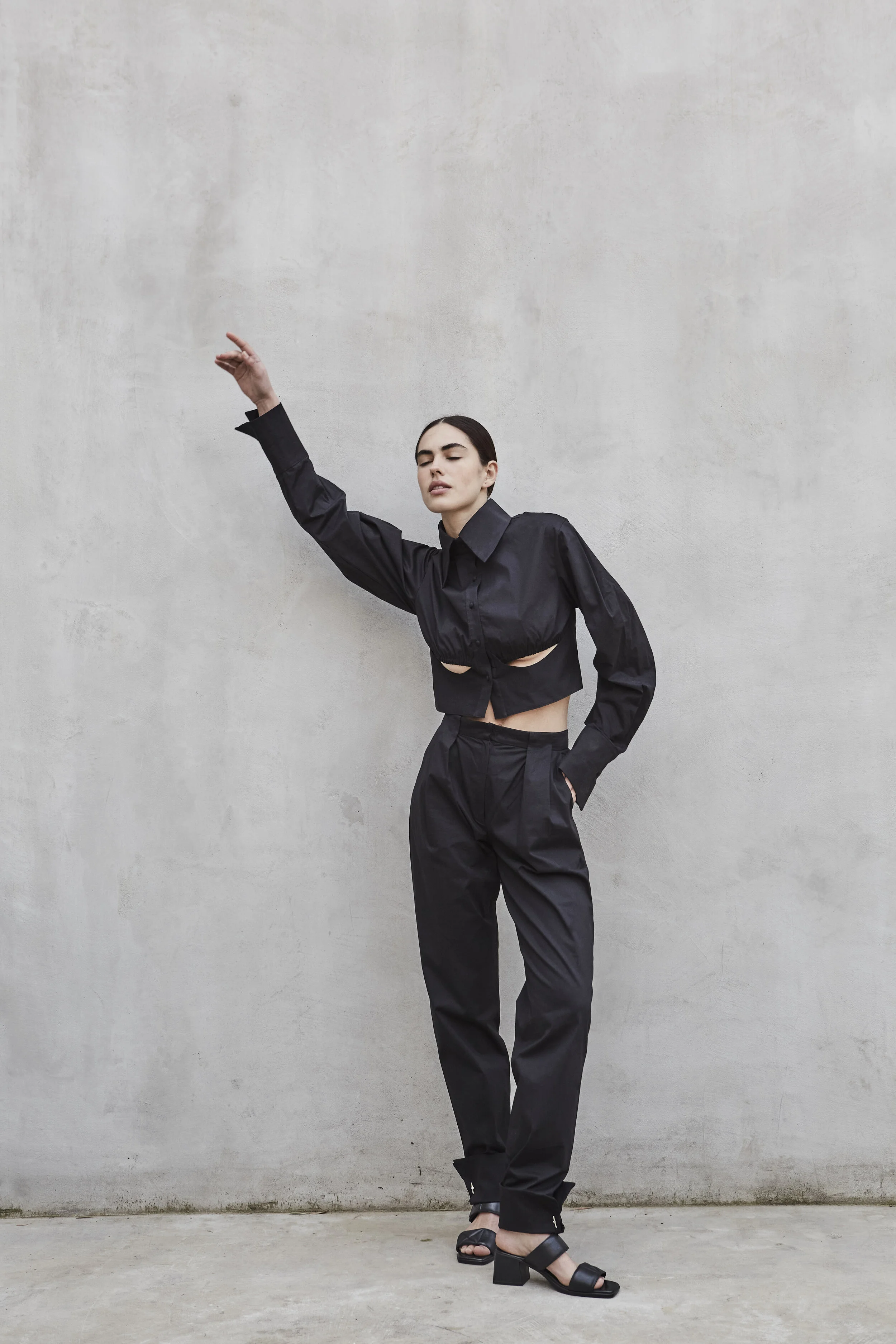 Black COTTON CUFFS PANTS  K M by L A N G E