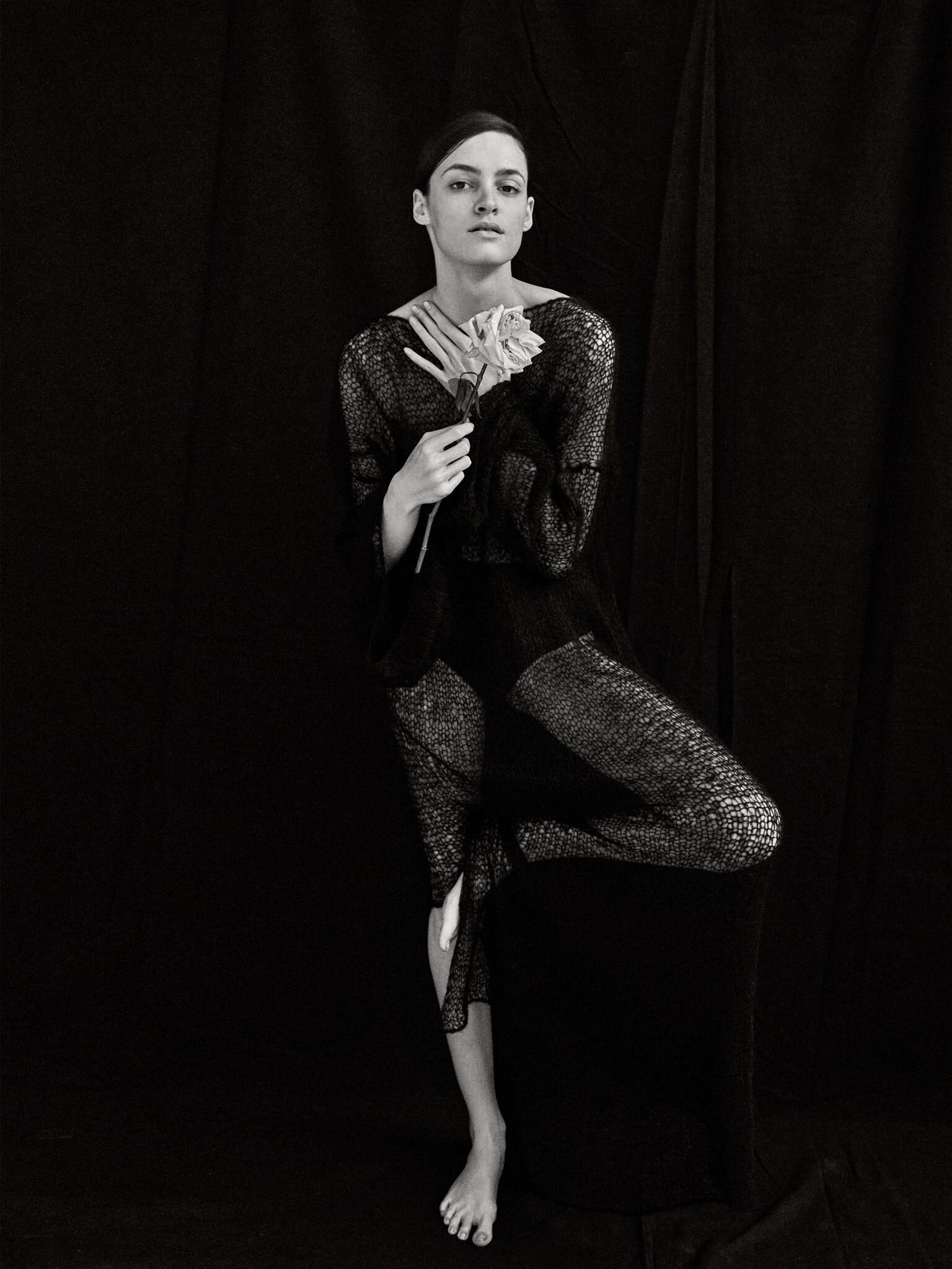 KHMELNITSKIY BLACK MOHAIR LONG OVERSIZE DRESS