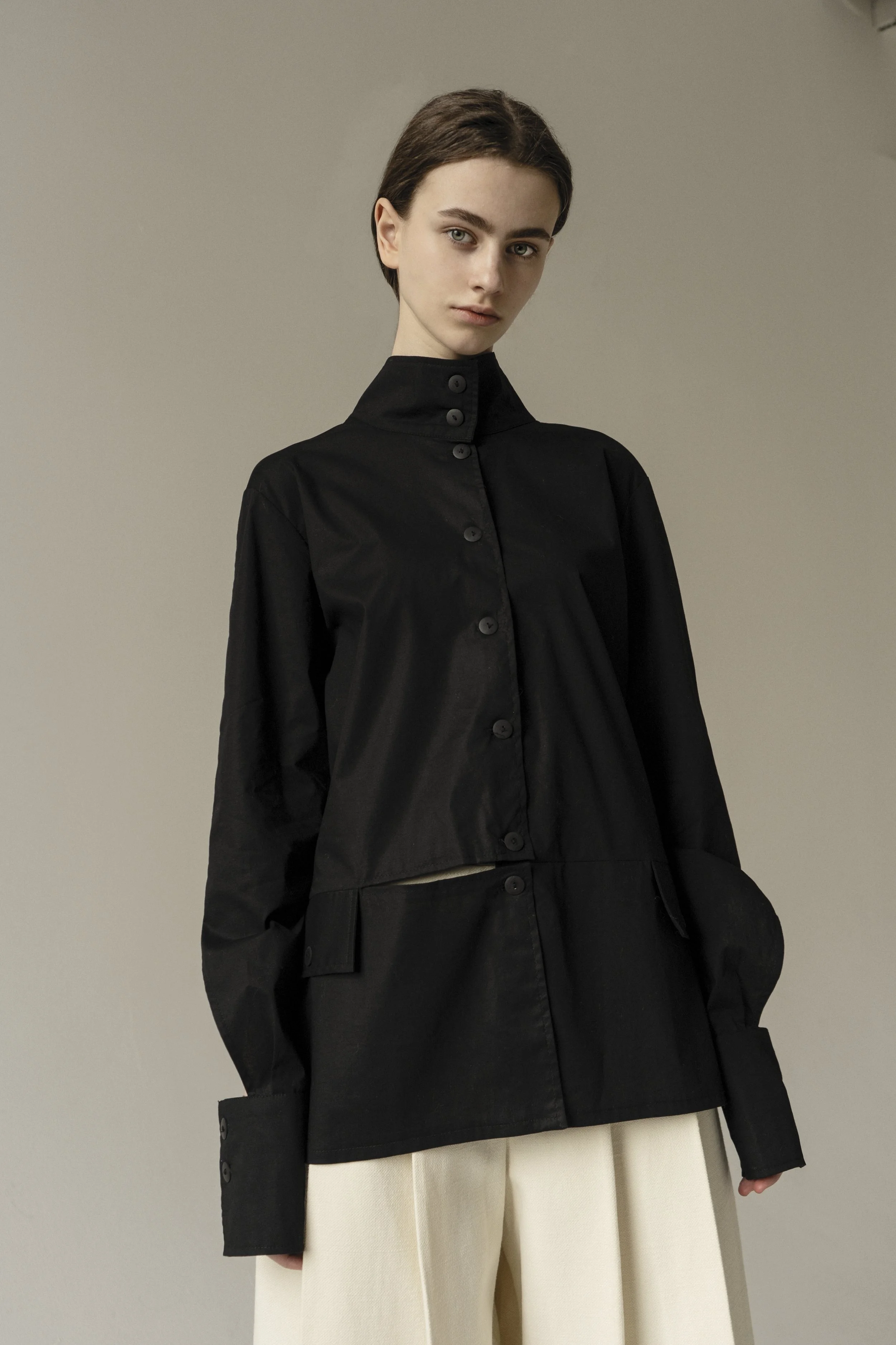 BLACK DECONSTRUCTED SHIRT