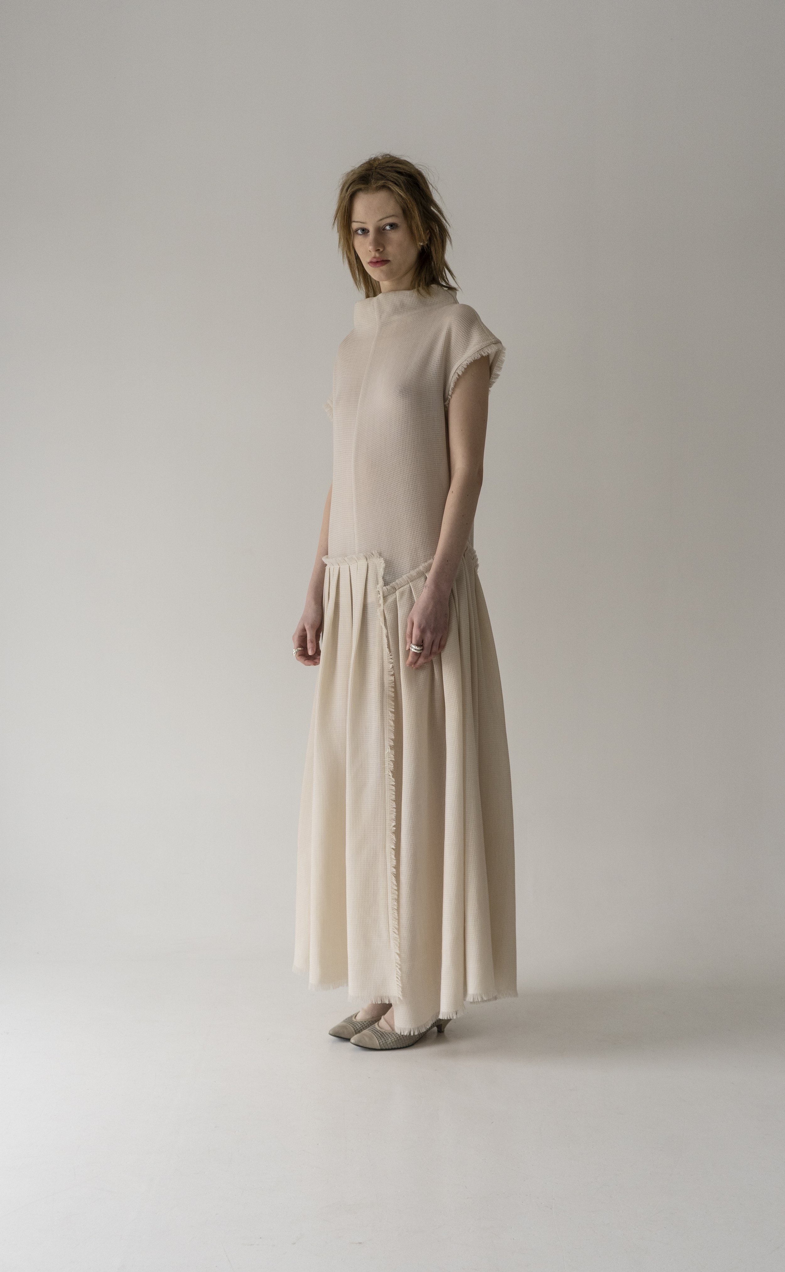 cream wool dress Yerusalimka Cream Wool Dress — K M by L A N G E