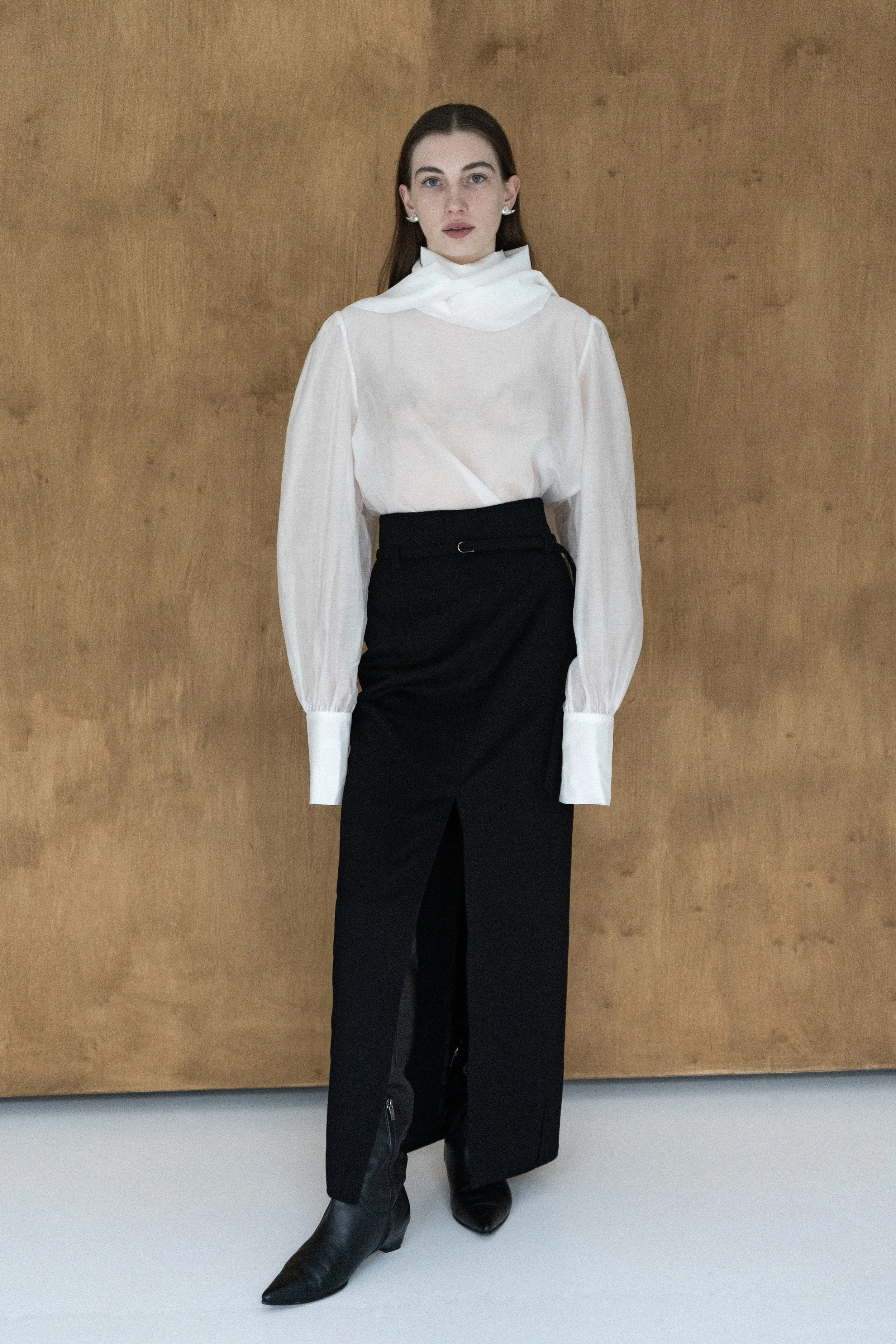 CHERNOZEM BLACK PENCIL CASHMERE SKIRT
