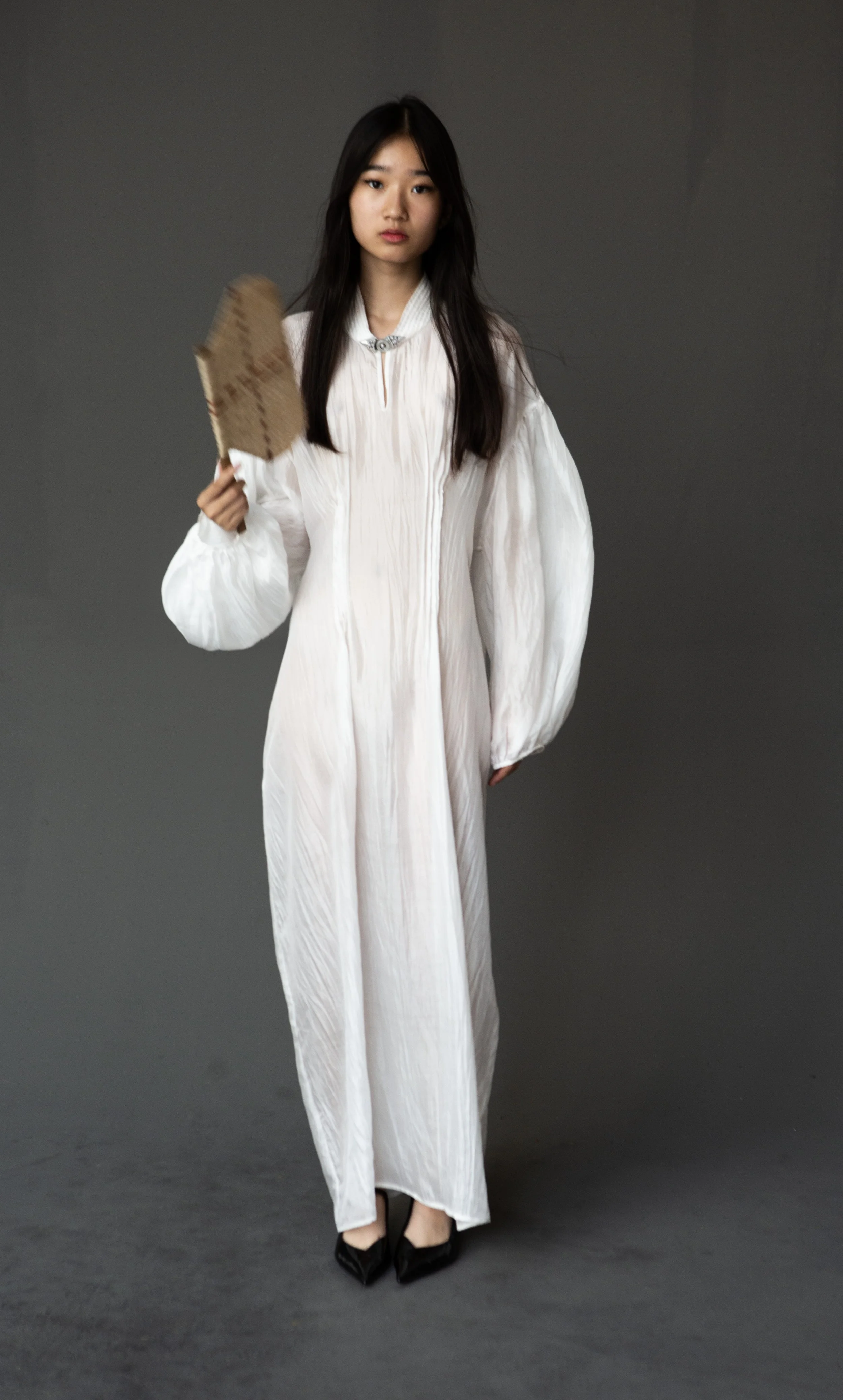 White LONG SILK SLEEVE DRESS K M by L A N G E White LONG SILK SLEEVE DRESS K M by L A N G E