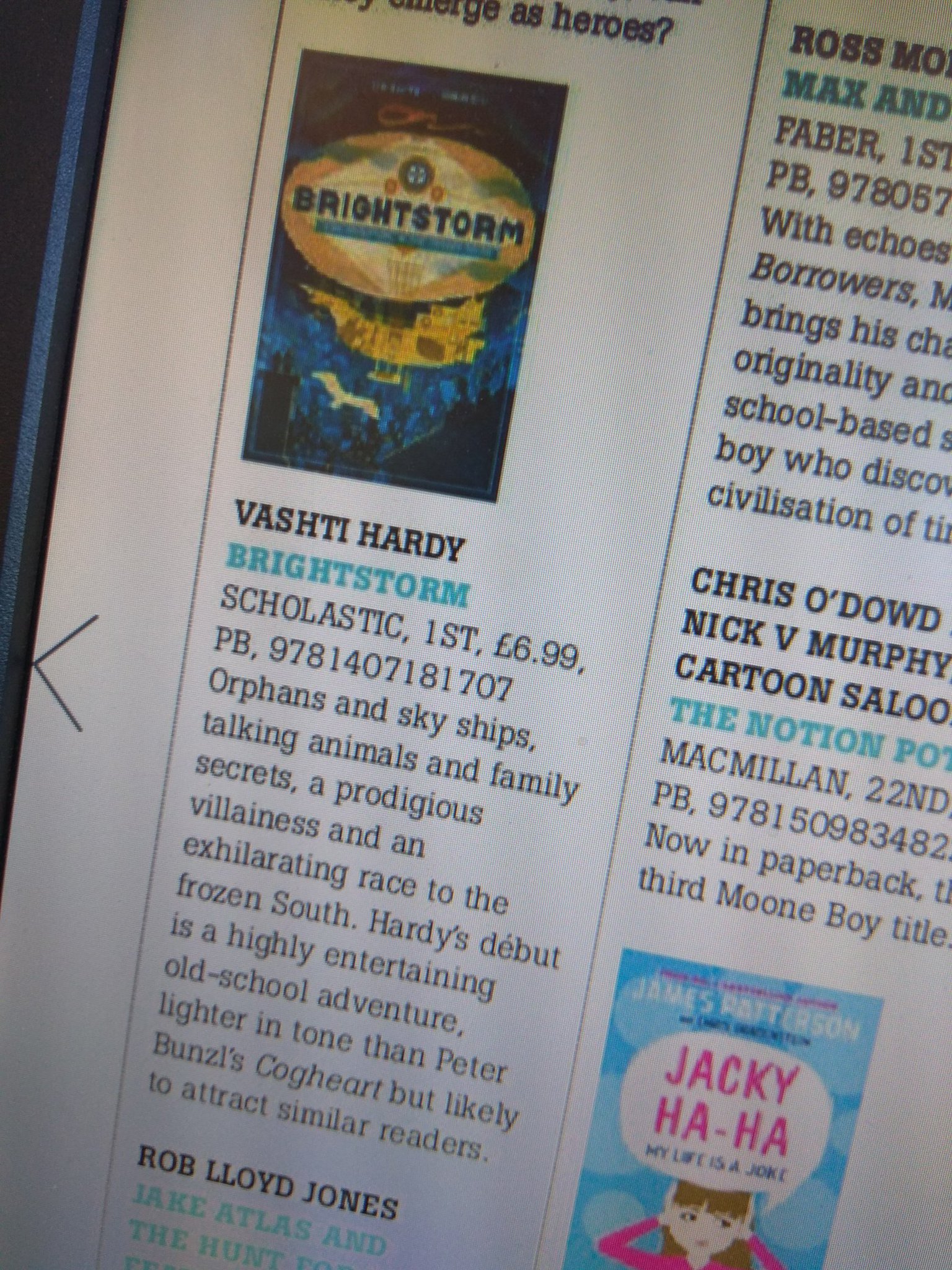  Brightstorm in the Bookseller 