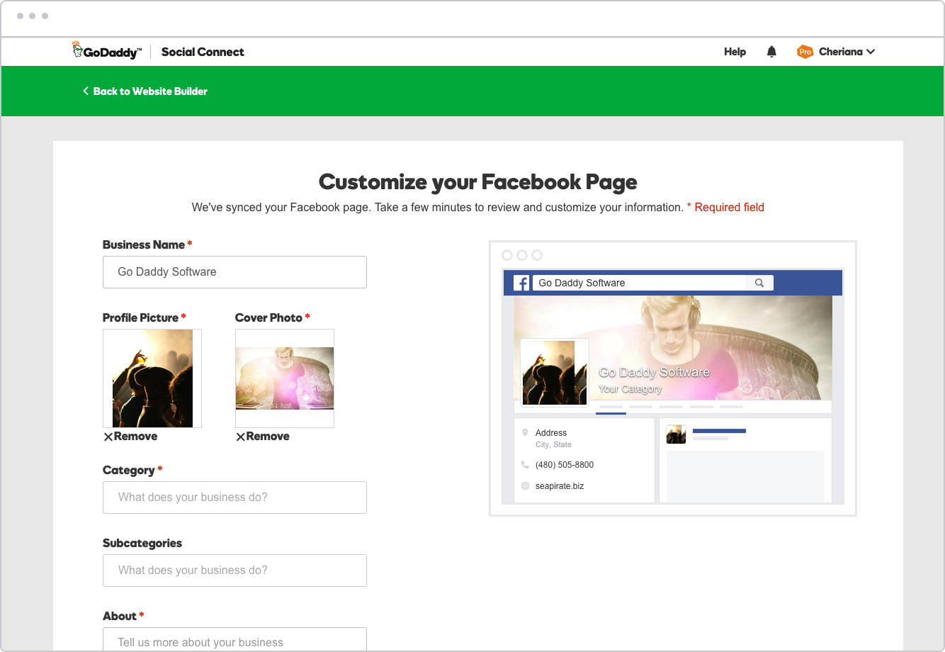 Social Connect was an existing GoDaddy app that allowed users to connect or create a Facebook Page, however, it was riddled with usability issues and lacked integration with GoCentral.