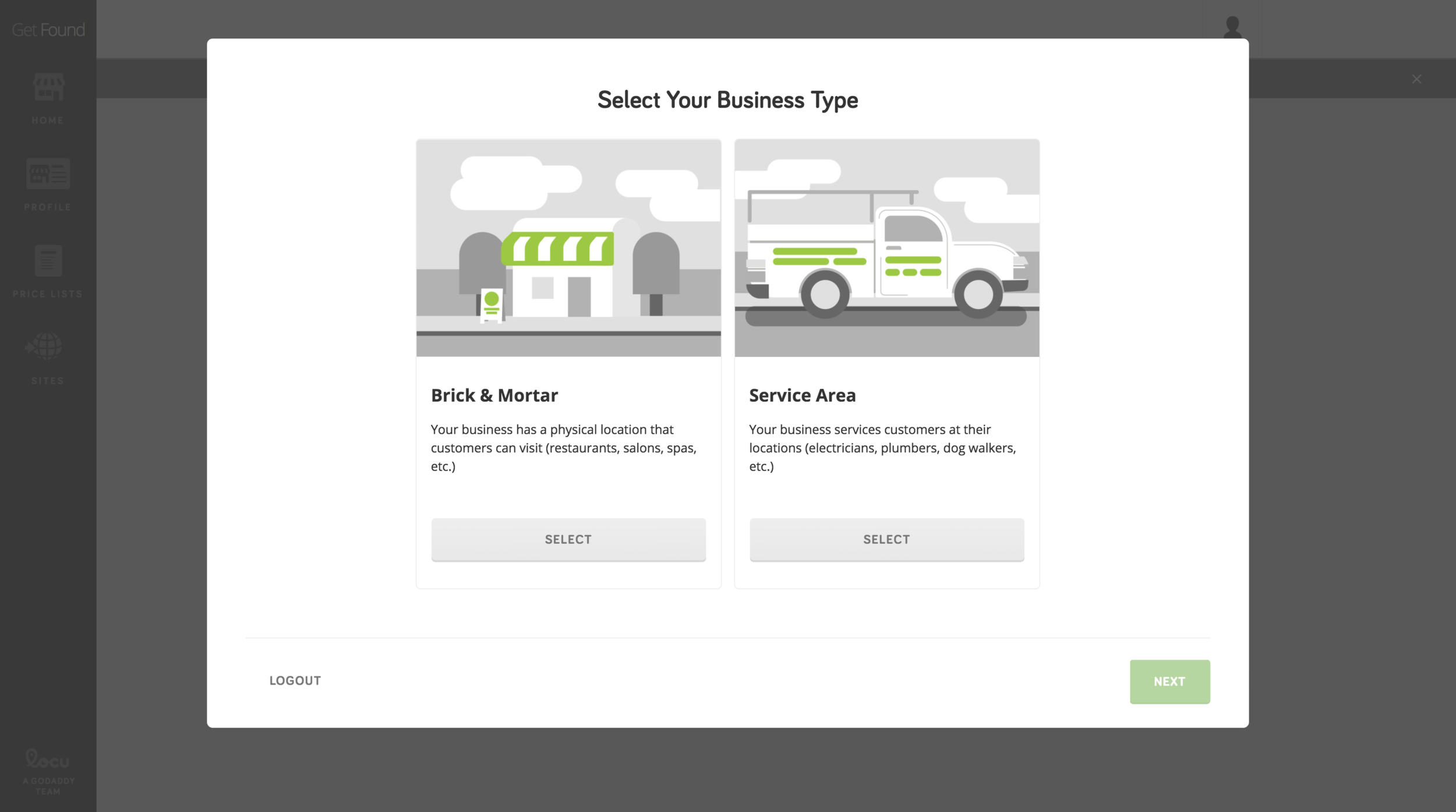 Get Found Onboarding - business type