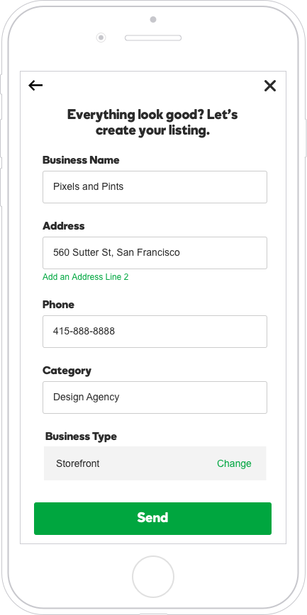 Service area and storefront businesses are asked to review their info prior to publishing to Google for data quality