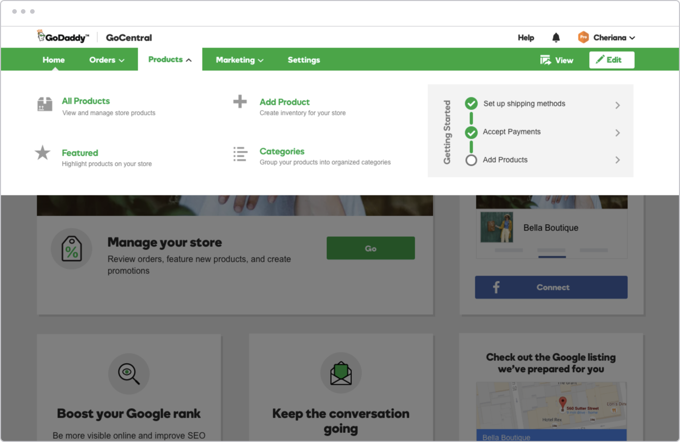 Exploration into using a mega menu proved it to be unnecessary based on the amount of links in every plan except Online Store