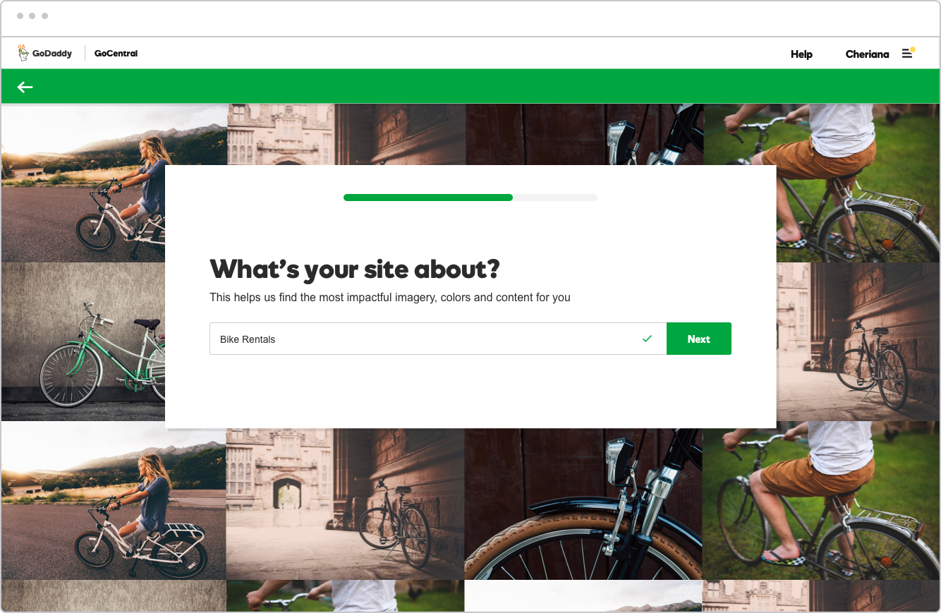 Step 2: Tell us what your site is about and we'll give you free stock photos related to your industry
