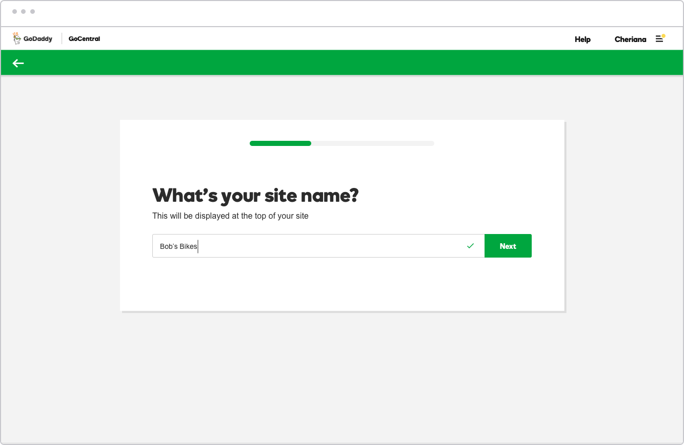 Step 1: Tell us your site name