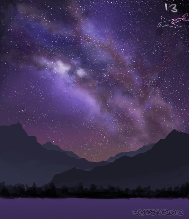 Bit of a jump here, but I already have a tutorial on how to do stars here ! It's the same exact method, minus the final blur/glow step. Only difference is I duplicated and shrank some down to add more variety and fill in more space. I also used a layer mask to vary up the brightness and to help add a bit of depth. (Not all stars shine as brightly as another. Having variety makes it more realistic!)
