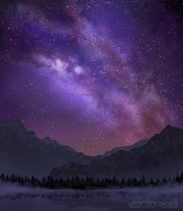 Last step! I played with the values, increased my contrast, added in some smaller clouds for that little extra bit of punch, and used some overlay layers to really kick up the colors!