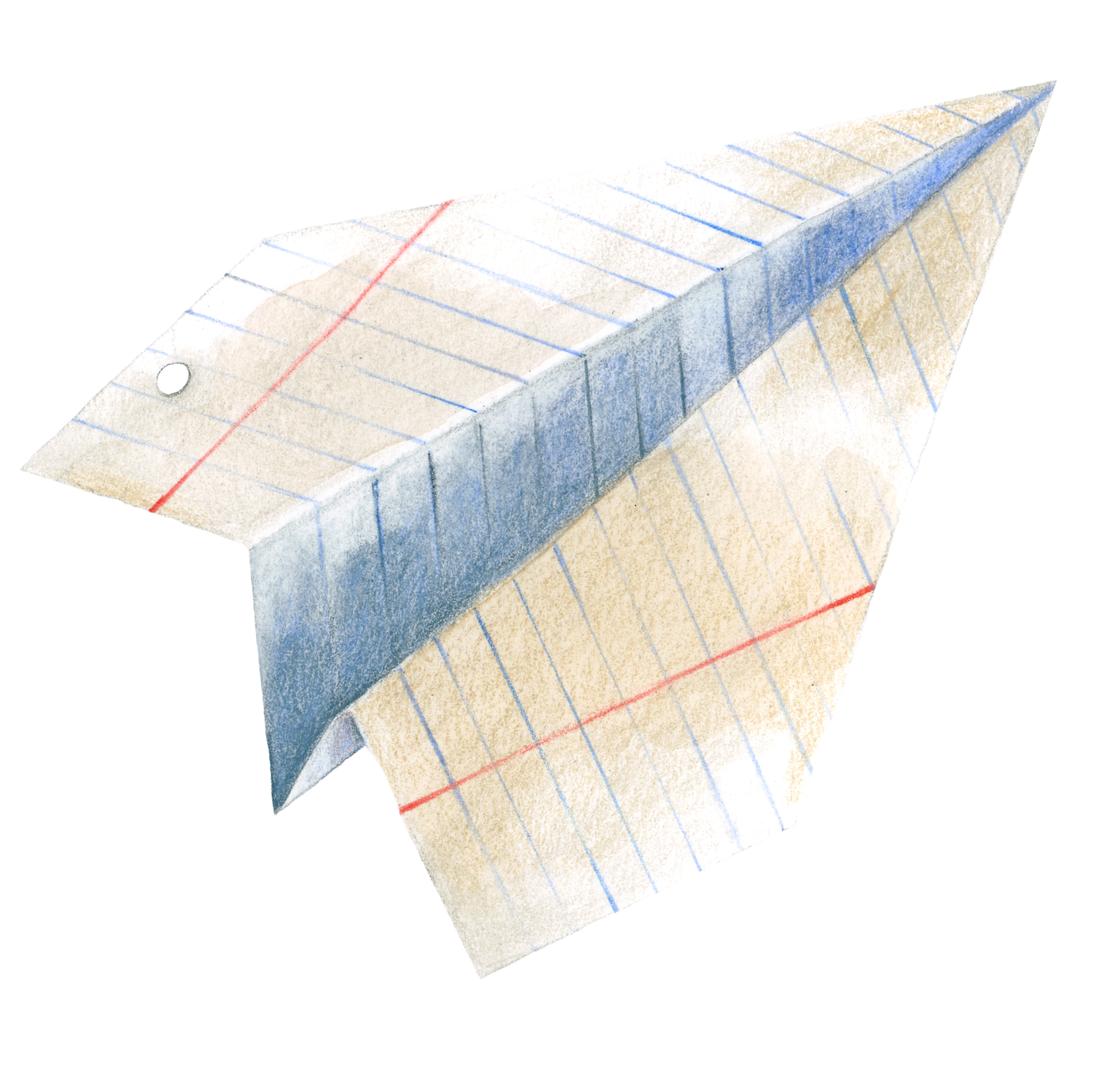 illustration dessin aux crayons avion de papier