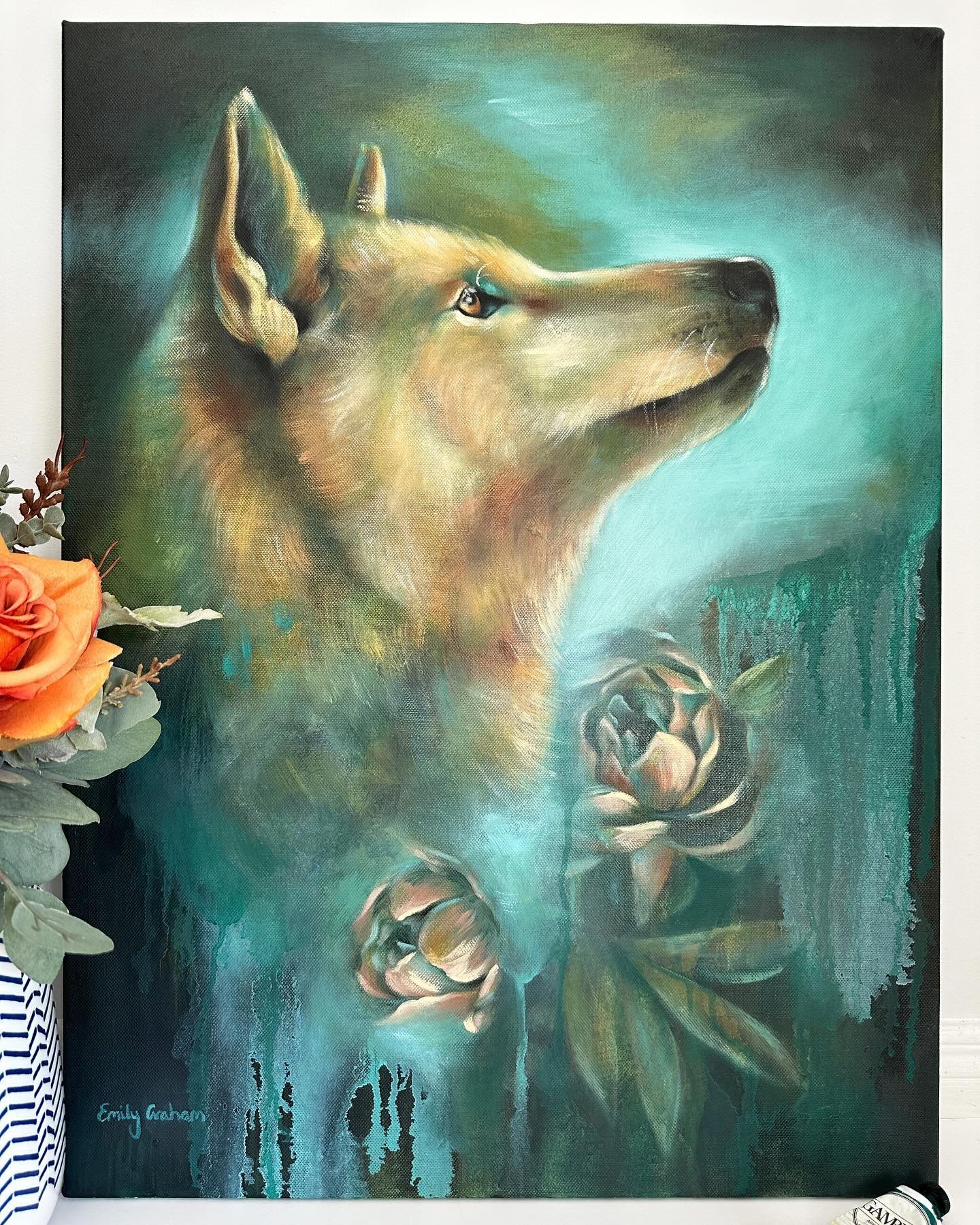 &ldquo;What am I now?&rdquo;, Oil painting on 18x24inch canvas ❤️
Finished this piece a couple of weeks ago and I really loved the process! I tried to keep the background loose and a bit abstract, while focusing the detail on the wolf&rsquo;s face. I