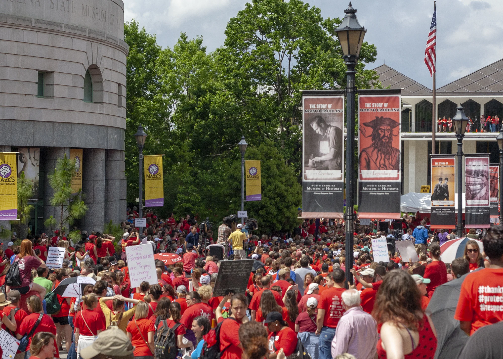 A large crowd assembled at Bicentennial Plaza in Raleigh for the Rally for Respect on May 16.