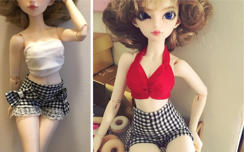 Liz Lisa inspired shorts &amp; 50s bombshell bikini top