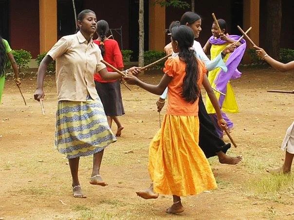 Dandiya dancing time with the students!