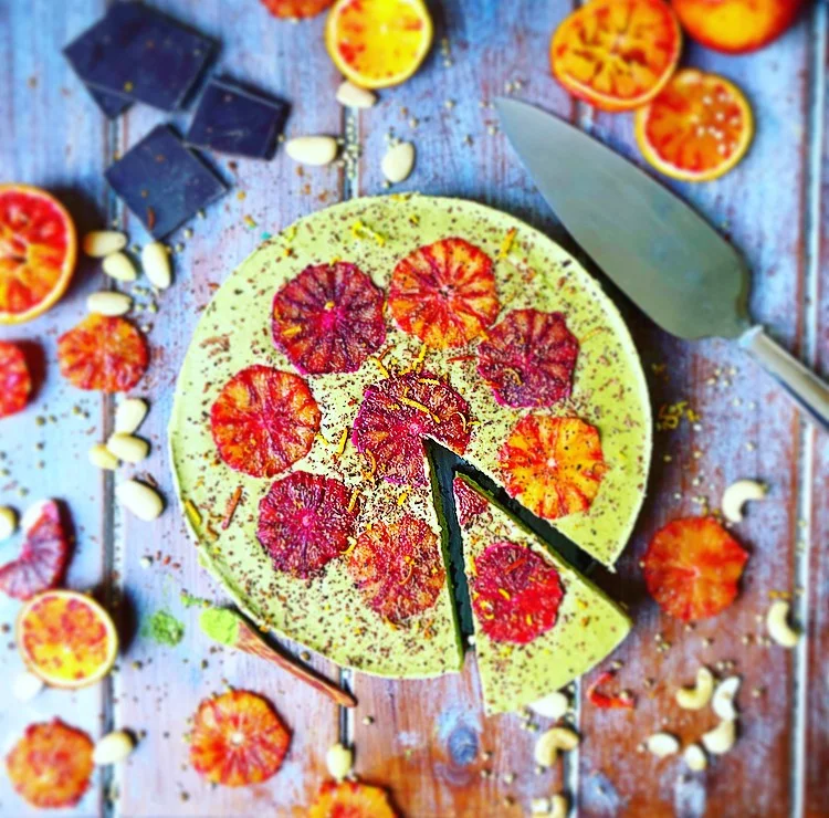Matcha & Cacao Blood Orange Freezer Cake