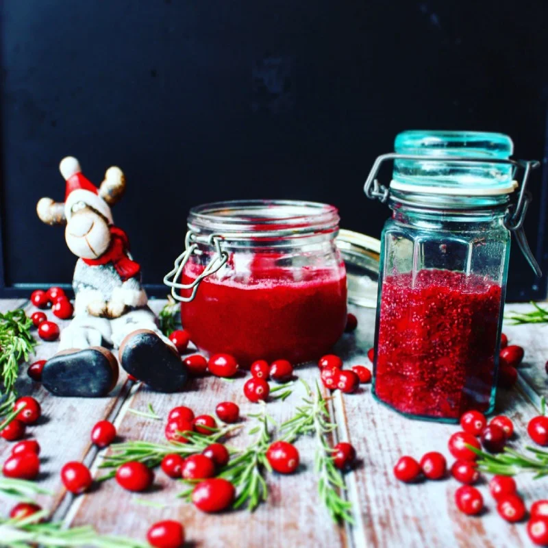 Rosemary Infused Cranberry Simple Syrup & Chia Jam