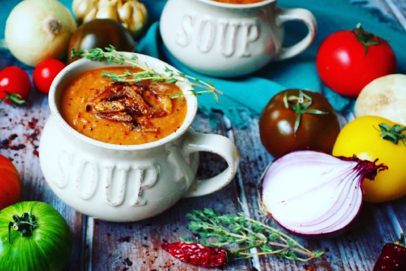 Thyme Roasted Onion, Garlic & Tomato Soup