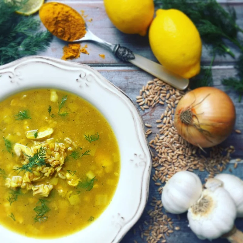 Gut-Healing Lemony Chicken And Spelt Soup