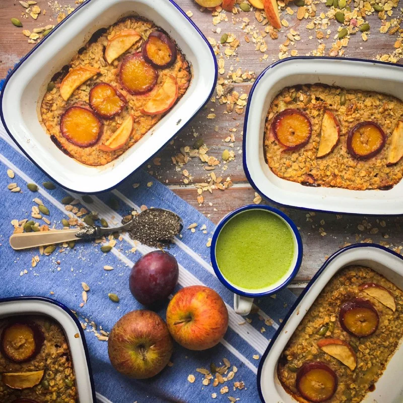 Baked Apple & Plum Pumpkin Seed Oatmeal