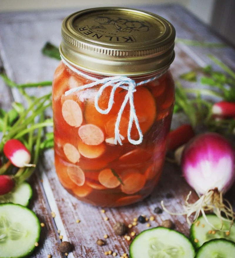 Pickled Cucumbers, Radishes & Onions