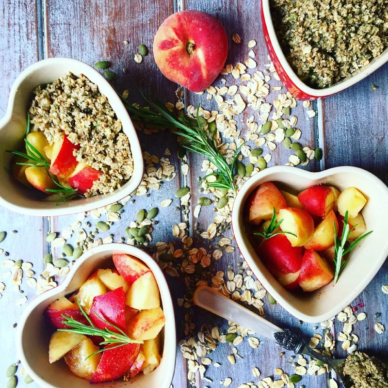 Vegan Peach & Rosemary Cobbler