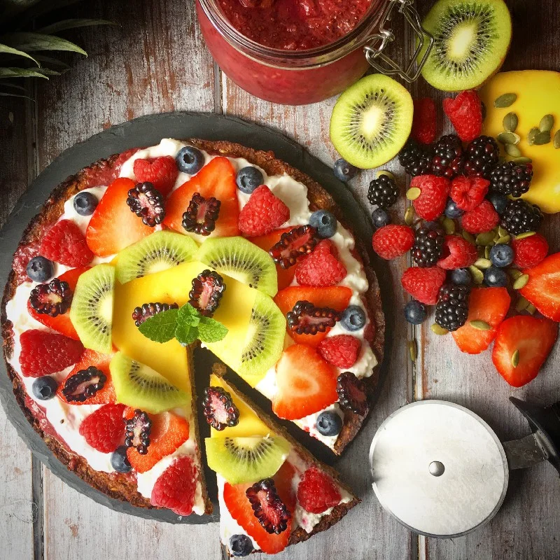 Fruit Pizza with Rhubarb Chia Jam