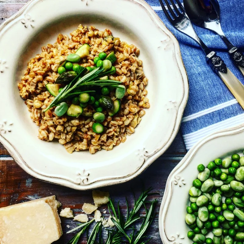 Spring Vegetable Spelt Risotto