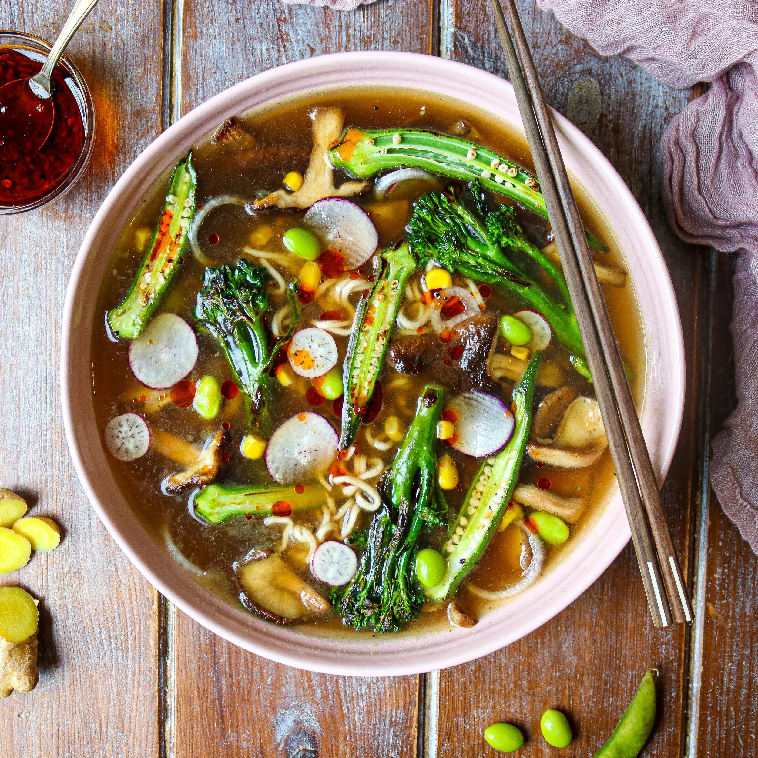 Fragrant Chicken Noodle Soup with all the trimmings!