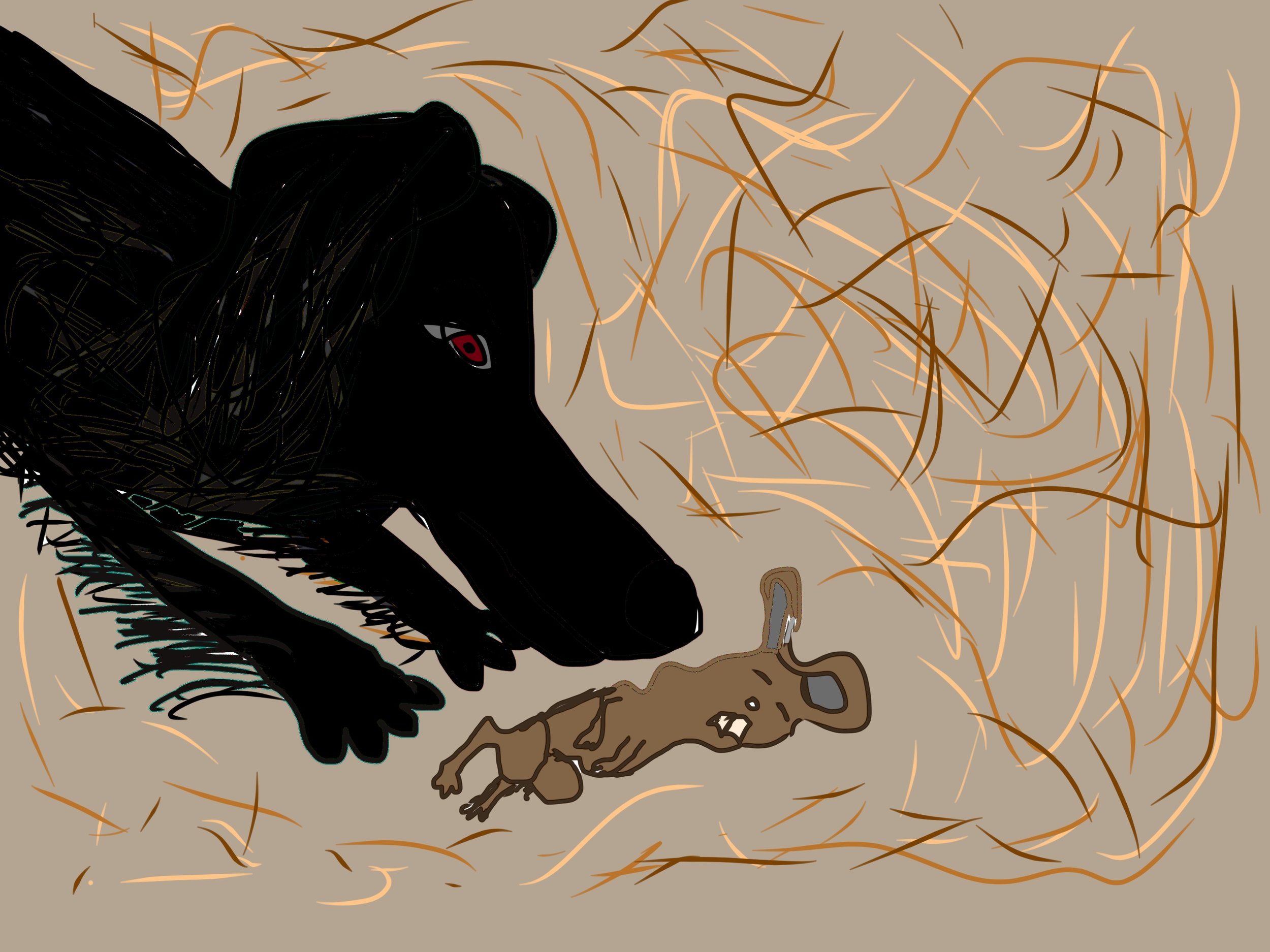 Noche with yet another catch, a small mole.